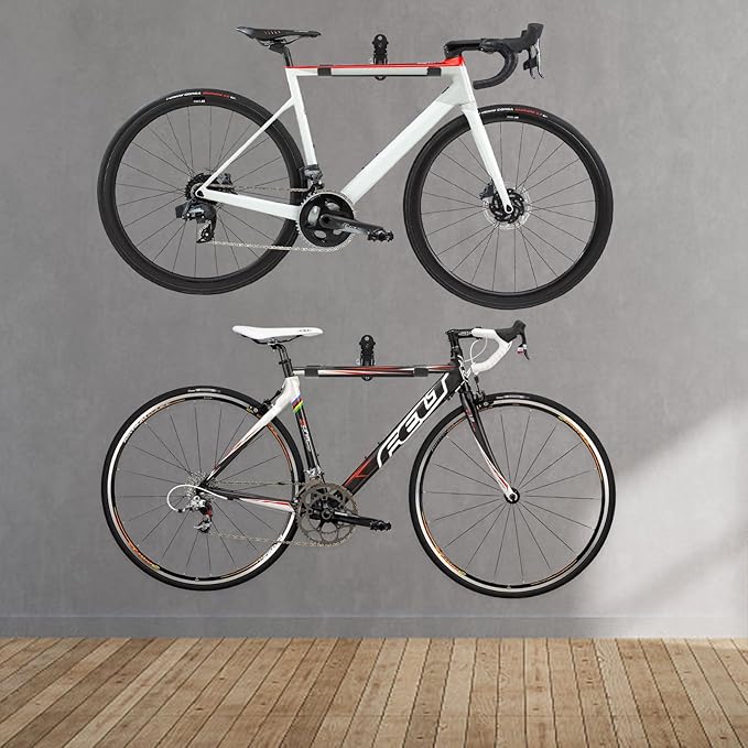 Bike Wall Mount,Horizontal Bicycle Indoor Storage Rack Foldable and Extendable Garage Bike Hanger for Road,Mountain and Hybrid Bikes
