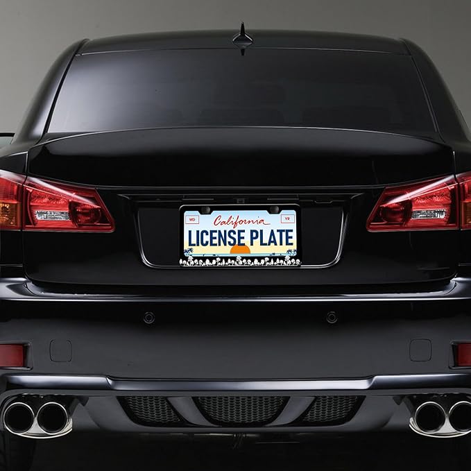 Forest License Plate Frames - 2 Pack Forest Tree Black Stainless Steel License Plate Holder,Rust-Proof Waterproof Car Decorative Tag Frame with Screws Fasteners Caps
