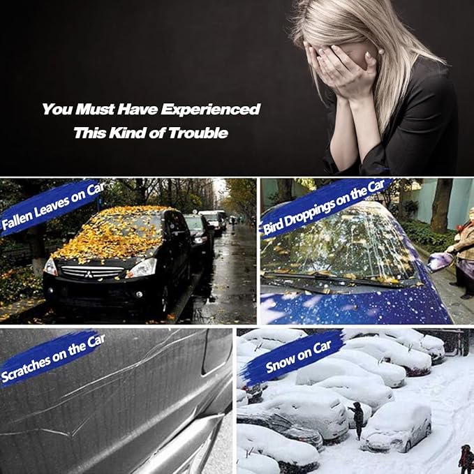 AUQDD 6-Layers PEVA New Material Sedan SUV Full Padded Car Cover Waterproof All Weather Weatherproof UV Sun Protection Snow Dust Storm Resistant Outdoor Exterior Custom Form-Fit Straps 214"-232" Gray