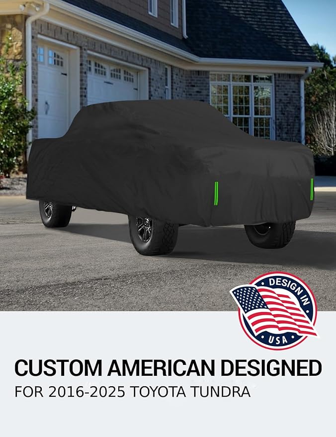 Proadsy 2025 Upgrade Car Cover Compatible with Tundra 2016-2024 2025 CrewMax with 5.5ft Windproof All Weather Waterproof Sun Rain UV Dust Snow Protection Outdoor Covers