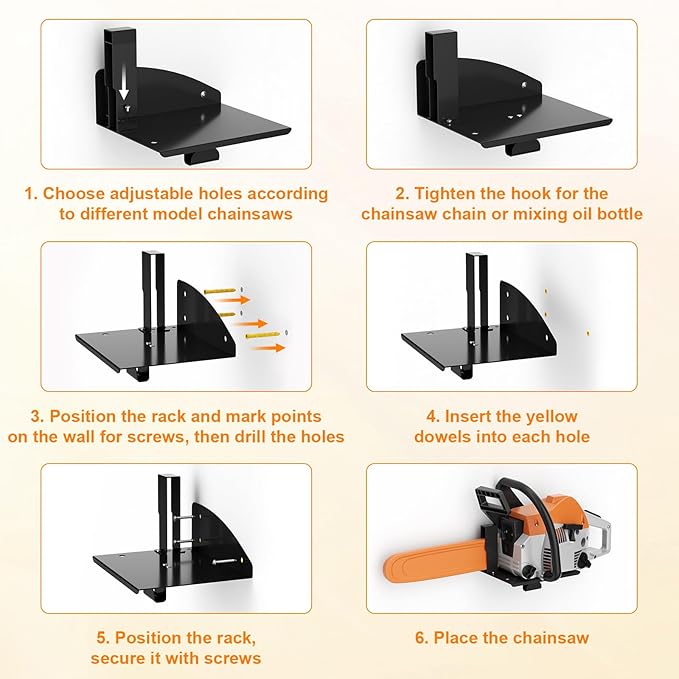 Chainsaw Holder, Chainsaw Wall Mount Compatible with Stihl MS250, MS251, MS170, MS171, MS172 Heavy Duty Chainsaw Rack Garage Storage Holder Chain Saw Display, Black