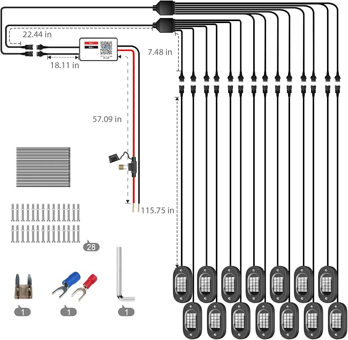 Honalia Rock Lights for Trucks 14 pods, RGB Truck Rock Lights with Music Mode, Neon Light Kits for UTV ATV Golf Cart RZR