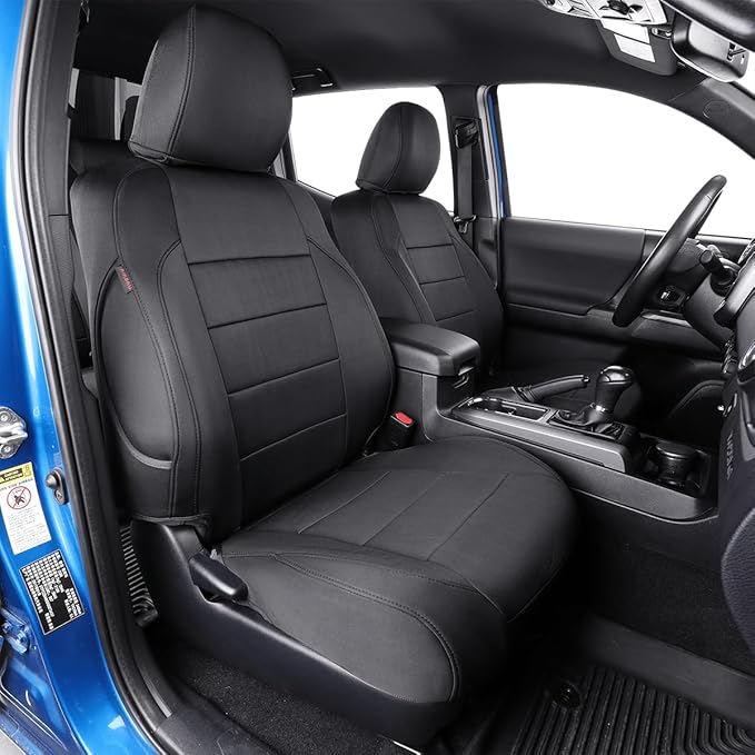EKR Custom Fit Tacoma Car Seat Covers for Select Toyota Tacoma (Petrol) 2024 2025 Double cab SR,SR5,TRD Sport,TRD Off-Road,Limited - Full Set, Neoprene (Black)