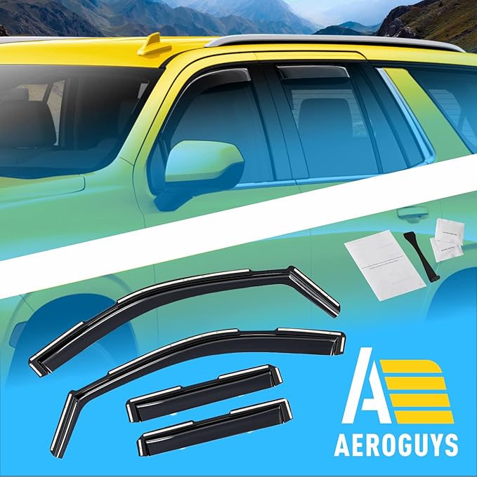 Extra Durable Window Deflectors in-Channel Window Visors Rain Guards Fit for Chevrolet (Chevy) Tahoe 2021-2025, Sun Visors, Wind Vent for Shades, Exterior Car Accessories - 4pcs. AG0524