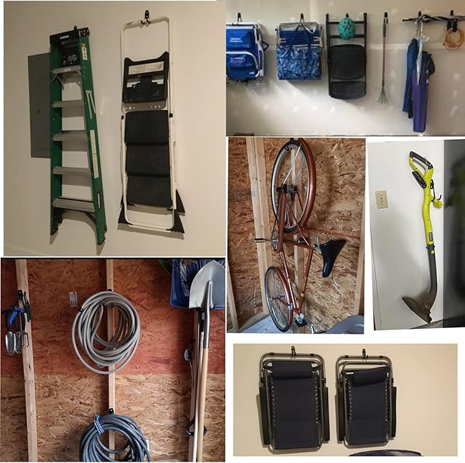 Garage Storage Utility Hooks - 2.8 Inch Wall Mount Hanging Hook, Tool Organizer, Heavy Duty Double Hook