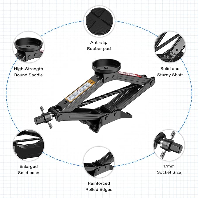 IMAYCC Car Jack Kit 2.5 Ton Scissor Jack Portable Car Jack and Stand Kit, Tire Changing Kit with Spare Tire Kit, Universal Jack Car Kit for Easy Tire Changes