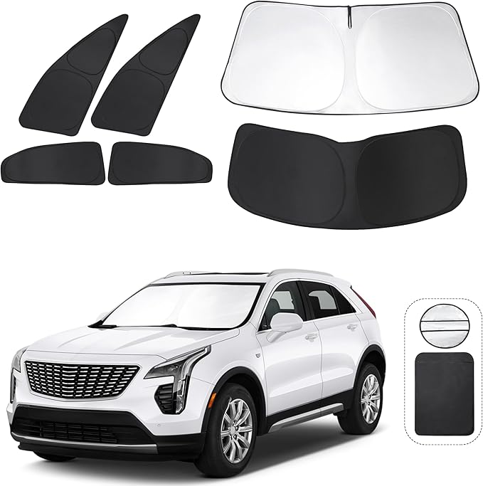 TINGLU Window Shades for Cadillac XT4 2019-2024 2025 Accessories Car Side Full Windows Windshield Sun Shade Sun UV Rays & Privacy Protection for Camping,Napping,and Relaxing 6PCS