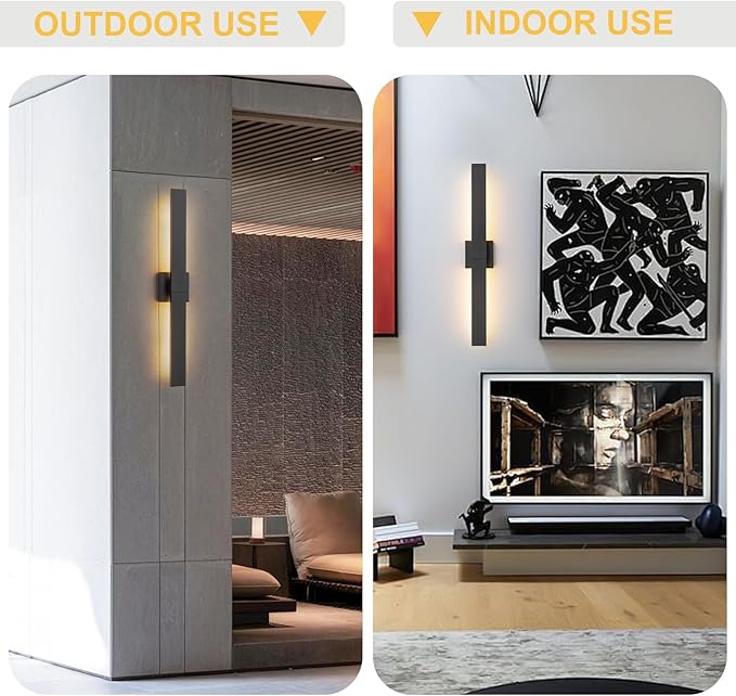 Black Modern LED Outdoor Wall Sconce 31.5" Long Outdoor Wall Lights Exterior Lighting Fixtures for House Porch Patio Garage Front Door, Easily Install Anywhere