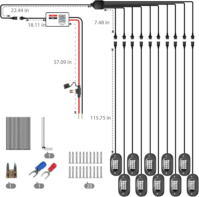 Honalia LED Rock Lights for Trucks 10 Pods, RGB Rock Lights Kits for UTV with Music Mode for ATV UTV RZR