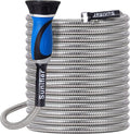 Metal Garden Hose 100 Ft Flexible Stainless Steel Garden Hose 100 Foot Heavy Duty Water Hose With High Pressure Hose Nozzle Sprayer for Garden, Lawn(100 Feet)