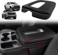 Muslogy Center Console Armrest Cover Compatible with Chevy Silverado & GMC Sierra 2019-2025 Comfort Armrest Pad Arm Rest Cushion Vegan Leather Protector 1-Inch Extra Thick(Jump Seat ONLY)