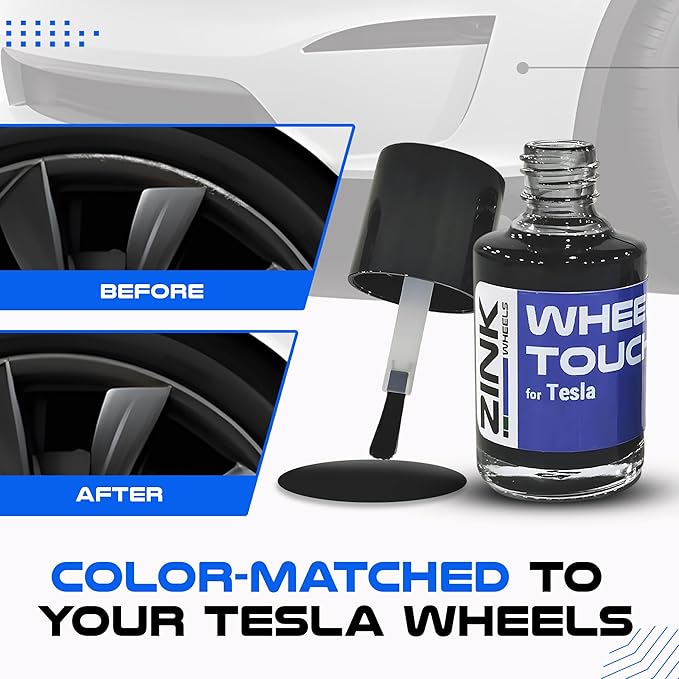Premium Tesla Wheel Curb Rash Repair Kit for Model S 21-inch Grey Turbine Rims - DIY Kit with Color-matched Touch Up Paint - Made in USA