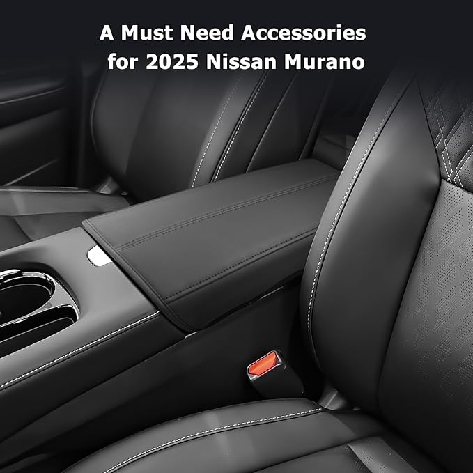 LUWU 2025 Murano Center Console Cover Compatible with 2025 Nissan Murano Accessories 2025 Murano SL/SV/Platinum Armrest Cover Center Console Pad Armrest Console Cover (Thin Black)