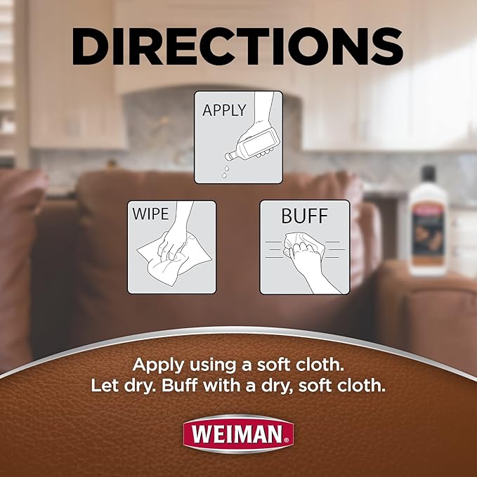 Weiman 3 in 1 Deep Leather Conditioner Cream (Microfiber Cloth) - Restores Leather Surfaces - Use on Leather Furniture, Car Seats, Shoes, Bags, Jackets, Saddles