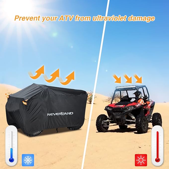 NEVERLAND ATV Cover Waterproof Heavy Duty 4 Wheeler Cover Quad Cover All Season Weather Proof Outdoor UV Protection for Polaris Yamaha Suzuki Honda (Black Large)