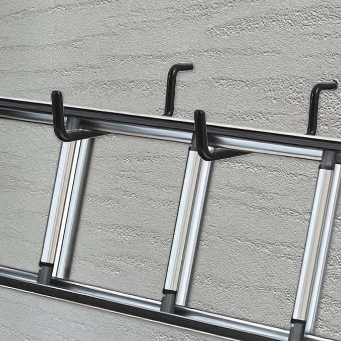 12 Pcs Heavy-Duty Black Ladder Hooks – Iron & PVC Wall Mount Storage Hangers for Bike, Ladder, Chair, Tools (75 lbs Capacity)