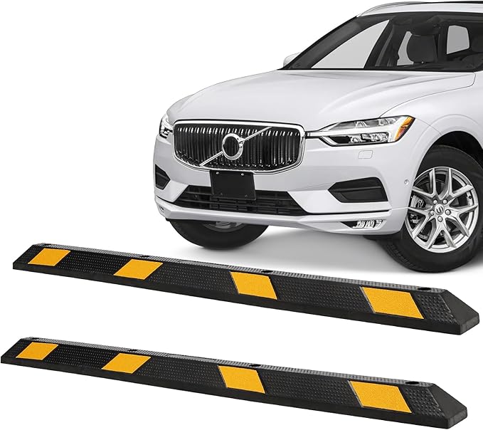 Heavy Duty Rubber Parking Curb (72.8" Extra Wide) - 55000 Lb Capacity with 8 Reflective Strips, UV/Oil Resistant for Driveways & Commercial Lots(1 Pack)