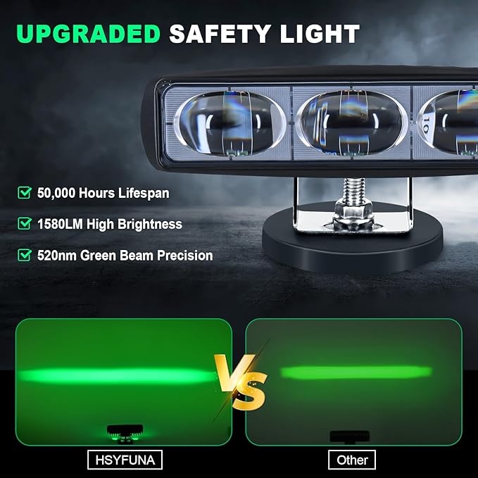 2Pcs Forklift Safety Light Green, 30W Straight Line Forklift and AGV Safety Indicator Warehouse Hazardous Area Warning Light for Warehouse and Industrial Use (DC 10-100V)