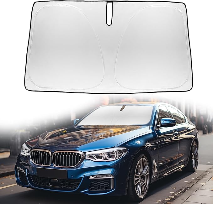 Windshield Sun Shade Sunshade Custom Fit for 2018-2023 2024 BMW 5 Series Windshield Cover for 5-Series 525i, 520i 528i 530i 535d 535i 550i Window Shade Sun Visor Protector 240T Refleactive Blocks UV