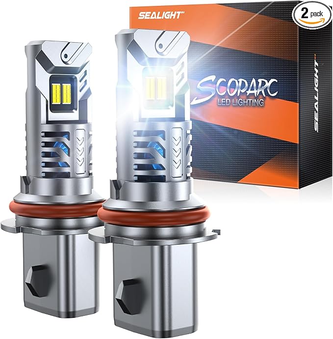 SEALIGHT 9007 Bulbs, 50000 LM HB5 Fog Light Bulbs, 1:1 Design, 6500KCool White, IP67, Plug-N-Play, Pack of 2