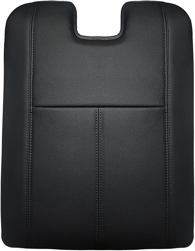 Muslogy Center Console Armrest Cover Compatible with Chevy Silverado/Tahoe & GMC Sierra/Yukon 2007-2013 Comfort Armrest Pad Arm Rest Cushion Vegan Leather Protector 1-Inch Extra Thick(Jump Seat ONLY)