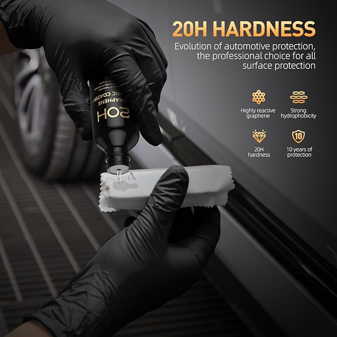 20H Advanced Graphene Ceramic Coating for Cars (70ml) - Car Detailing Kit, 10+ Years of Long Lasting Protection, Apply After Car Wash & Paint Correction, Ultra High Gloss