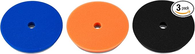 Lake Country 5.5" HDO Foam Polishing Pad Kit (3-Pack) – Premium Heavy Duty Orbital Pads with Tapered Edge – Dense Foam Pads for Car Polishing and Buffing