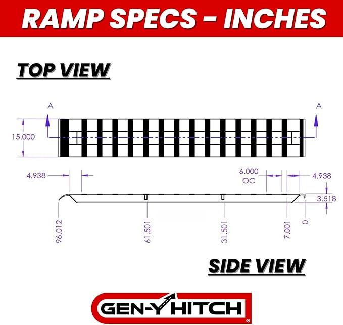 GEN-Y Hitch Heavy Duty Aluminum Loading Ramps - Set of 2, 8 Feet Long x 15 Inches Wide, 10000 lbs Capacity, Hybrid Hook and Plate Ends, Serrated Cross Rungs for Maximum Traction