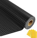 8x20 FT Garage Floor Mat, 2.8mm Thickened Flooring Roll Diamond Plate PVC Rubber Trailer Mat with 20 Pcs Tapes, Non-Slip Floor Protector Mat for Garage, Warehouse, Gyms, Trailer, Black