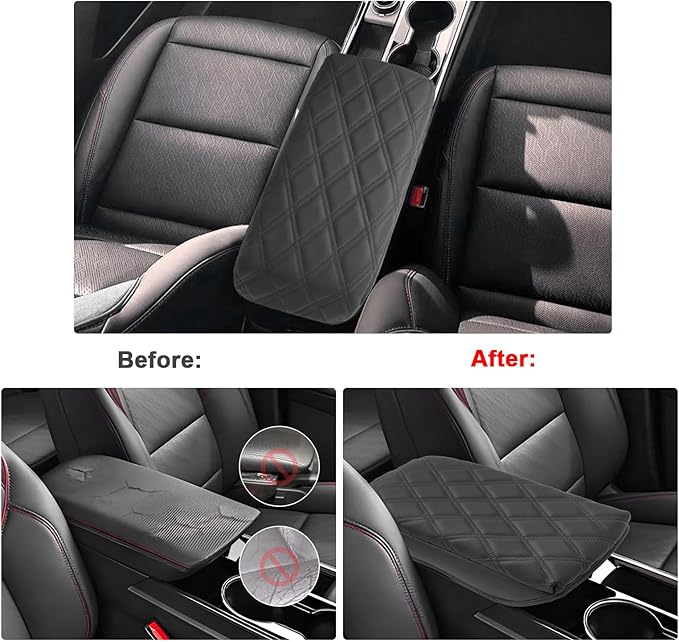 SXCY for 2025 Chevy Equinox Armrest Cover Pad for Equinox 2025 Center Console Armrest Cover 2025 Equinox Center Console Cover 2025 Equinox Middle Console Cover (Adding Pad 2-Line Rhombus Style)