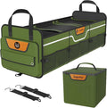 Trunk Organizer, Heavy-Duty Storage for Car & SUV, Foldable Waterproof Car Organizer with Cooler, Collapsible Multi-Compartment Storage, 95L, Green-M003