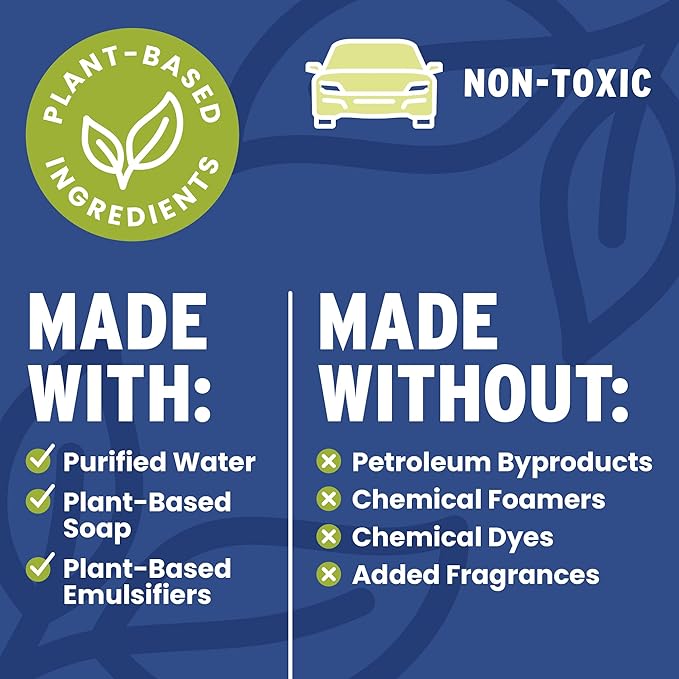 Biodegradable Car Wash, Low-Foam, Environmentally-Friendly Plant-based Concentrate, 32oz