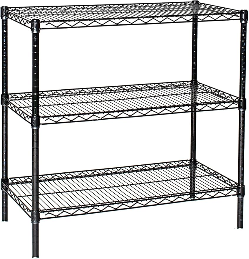 Omega 18" Deep x 54" Wide x 54" High 3 Tier Black Starter Shelving Unit