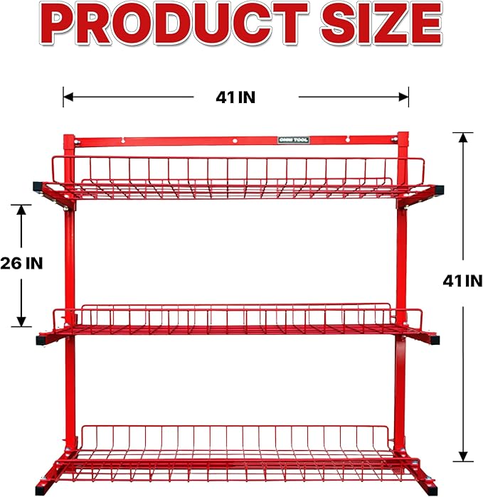 LAUCO Wall Mounted Storage Rack, 3-Level Metal Wall Shelving with Shelf Organizer/Garage Shelving Wall Mounted Heavy Duty [39116]