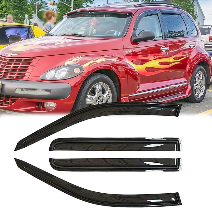 94511 Sunproof Waterproof Side Window Wind Deflector Window Visor fit for 2001-2010 PT Cruiser, 4pcs Protective Replacements Rain Guards Set