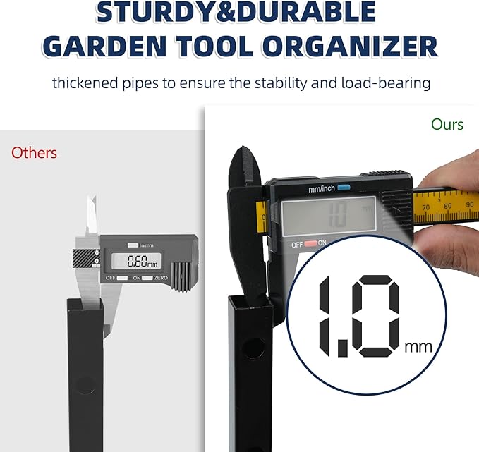 Heavy Duty Garden Tool Storage and Organizer, Yard Tool Organizer with Wheels, Thickened Metal Large Tool Organizers and Storage for Garage, Shed, Outdoor