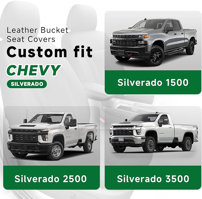 GIANT PANDA Fit Chevy Silverado 1500 2500 3500 Front Car Seat Cover, 3D Air Mesh Breathable Seat Protector, Grey(2-Pack)