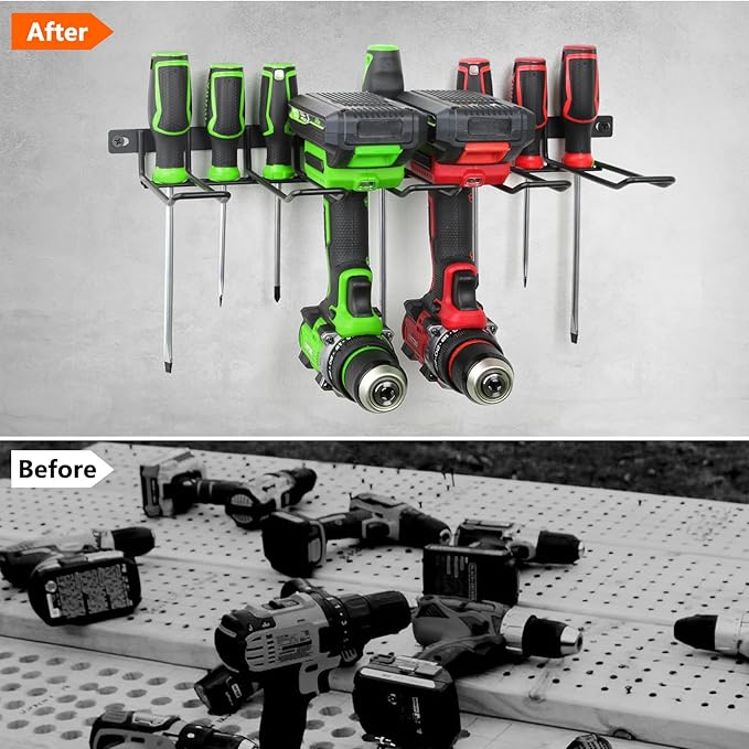 Power Tool Organizer, Cordless Drill Holder Wall Mount, Garage Tool Storage Rack, Heavy Duty Tool Rack for Garage and Workshop, Quick Installation in Minutes, 1 Pack