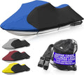 Trailerable Jet Ski Cover, Waterproof Marine Grade 600D Heavy Duty Polyester PWC Cover Blue/Black Color Fits from 103"-115" 1 or 2 Seater