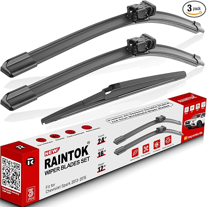 Windshield Wiper Blades Replacement for Chevrolet Chevy Spark 2013 2014 2015 Original Factory Quality Front Rear Wipers Blade Set for My Car - 24" 16" 12" (Pack of 3)