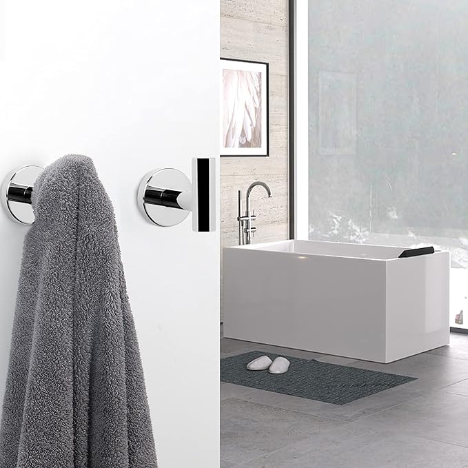 NearMoon Bath Towel Hooks- SUS 304 Stainless Steel Robe Hook Holder, Heavy Duty Coat Hook for Bathroom Livingroom Hotel Kitchen Garage, Wall Mounted (Chrome Finish, 4 Pack)
