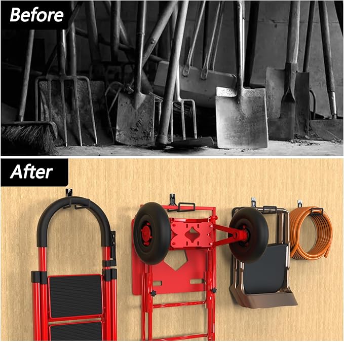 3-H Solid Steel Garden Hose Holder - 4 Pack Wall Mount Hanger with Extension Strap for Outdoor Air Hose, Ropes, Pipes & More