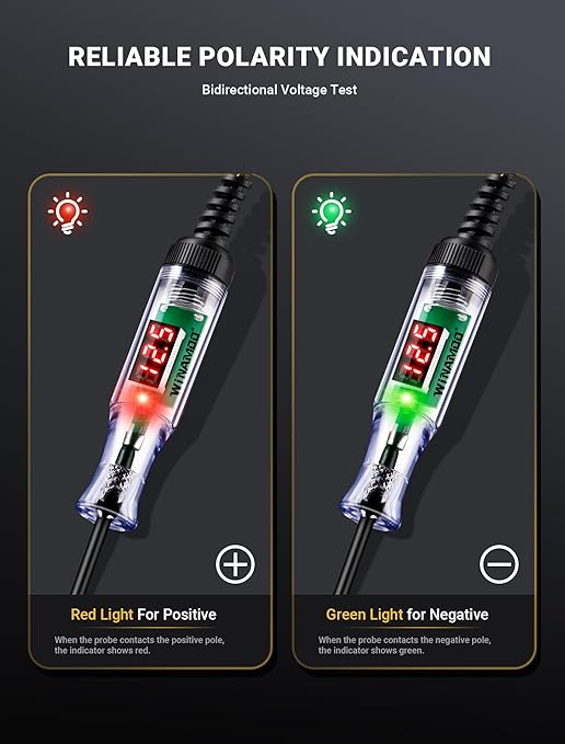 Automotive Test Light with 3-48V LED Digital Voltage Display, Auto Circuit Tester with Voltmeter & Dual Color Polarity Indicate, Electric Test Pen w/Stainless Probe for Car/Truck/SUV Checker