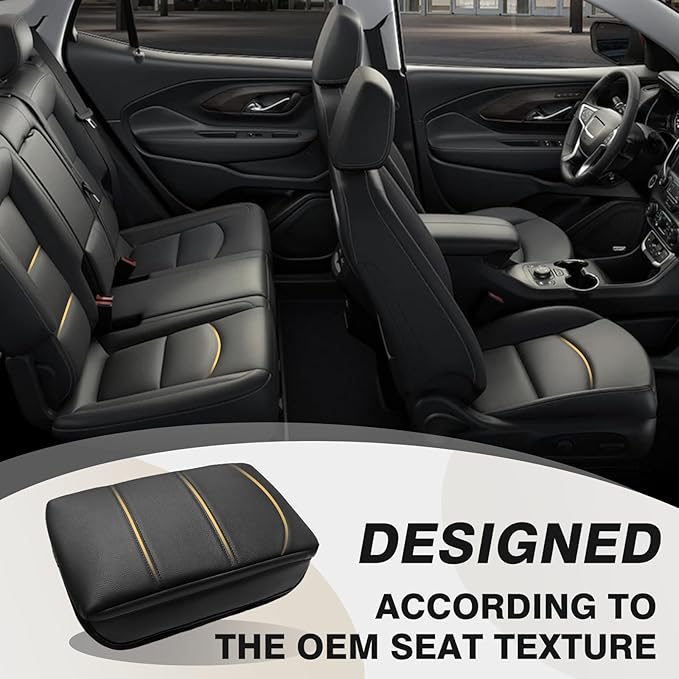 Muslogy Center Console Cover 1-Inch Extra Thick Armrest Pad Compatible with 2017-2023 GMC Acadia Arm Rest Cushion Padding Anti-Scratch Console Leather Lid Protector