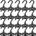 DIYMAG Black Magnetic Hooks, 80 LB Heavy Duty Strong Magnet with Hook, Rare Earth Neodymium Magnets for Hanging, Magnetics Hanger for Curtain, Home, Kitchen, Workplace, 20 Packs