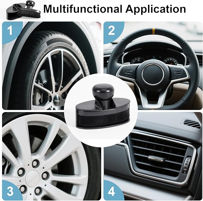 UNIMEIX Tire Shine Applicator Brush Large Vegan Oval Tire Shine Brush with Storage Stand for Vehicles Tire Shine Polish Wax and Car Wash