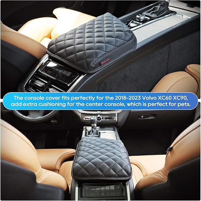 LFOTPP 2024 XC60 Armrest Cover for XC60 (2018-2024) Center Console Cover for 2018-2021 2022 2023 2024 XC60 Arm Rest Cover Interior XC60 Accessories 2024 XC60 Console Leather Anti-Scratch Waterproof
