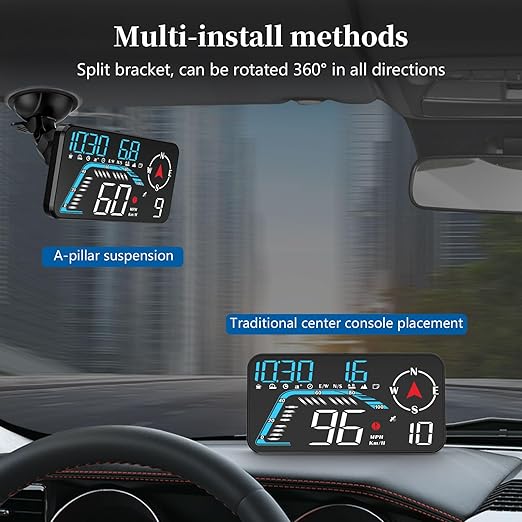 Head Up Display G12, A Car Head Up Display with Multifunctional Mileage Display, Suitable for All GPS Speedometer Models, USB Plug and Play, Easy Installation