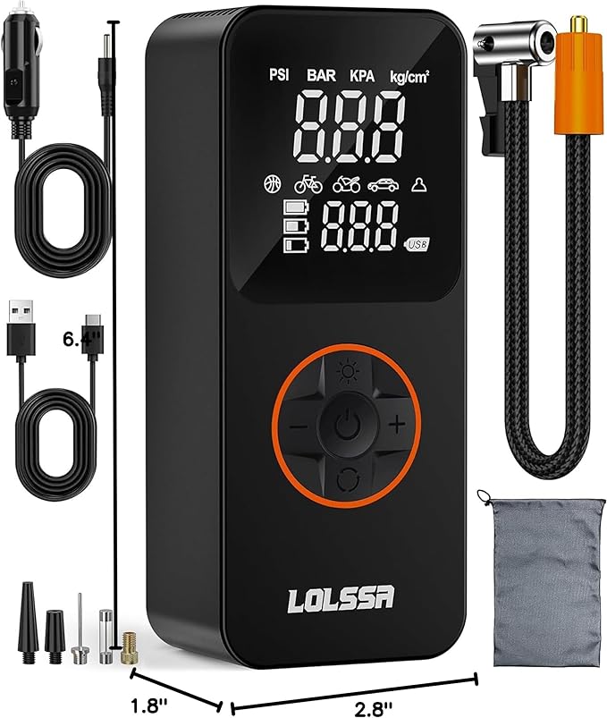 Tire Inflator Portable Air Compressor-Air Pump 20000mAh & 150PSI Cordless Electric for Car, Motorcycle, Bike, Ball, with Tire Gauge Pressure, Dual-Use Type (Black)