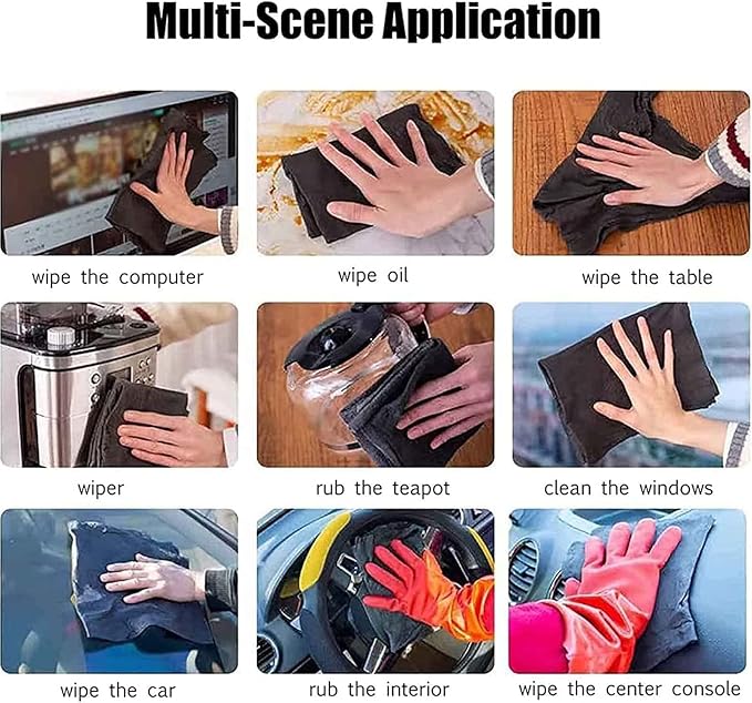FETNHU Non-Woven - Super Absorbent 11.8" x 11.8" Lint-Free Cleaner, Reusable Thickened Magic Cleaning Cloth, Multipurpose Magic Cloths for Cleaning Glass, Cars, Kitchen, Window, Mirrors (30PCS-Gray)